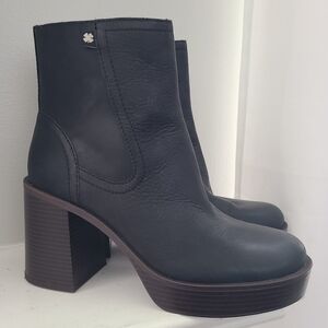 Lucky Brand Olliner Leather Chunky Heel Ankle Boots Womens 8.5 NEW